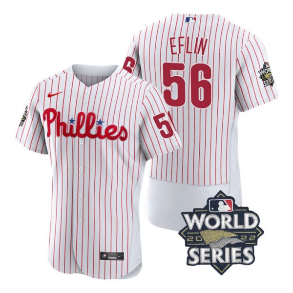 Phillies 56 Zach Eflin White Nike 2022 World Series Flexbase Jersey->philadelphia phillies->MLB Jersey